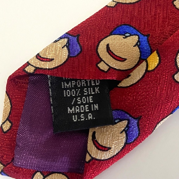 Matt LeBlanc Save the Children Silk Necktie Red Cartoon Tie Father's Day Gift - Picture 5 of 6